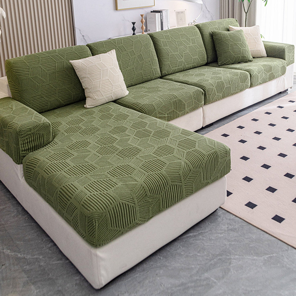 Spill-Resistant Honeycomb Stretch Sofa Cover