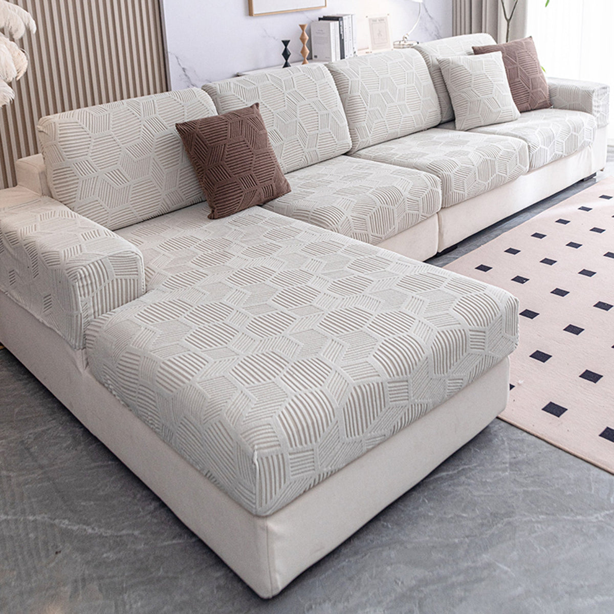 Spill-Resistant Honeycomb Stretch Sofa Cover